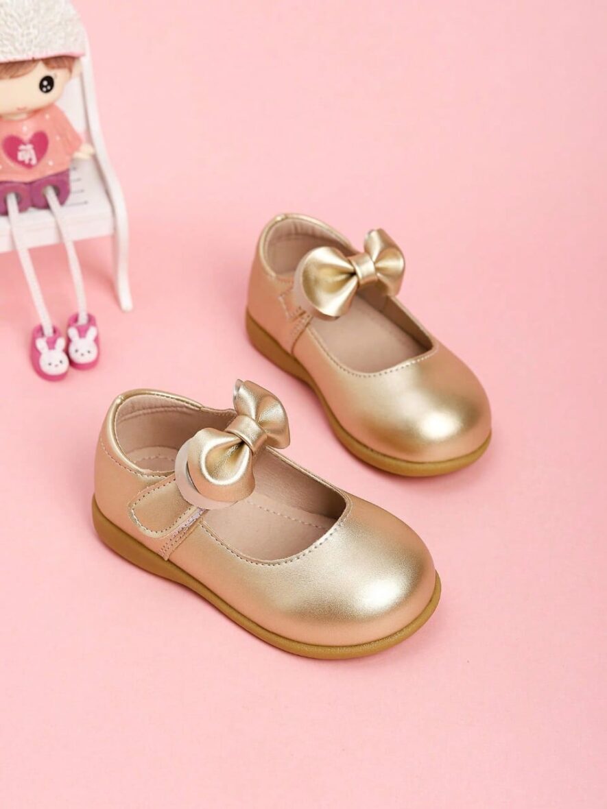 Toddler Girl Gold Bow Shoe