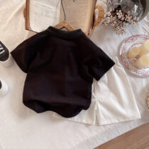 Toddler Boy Black Collar Neck A Polo With White Short 2pcs (1)