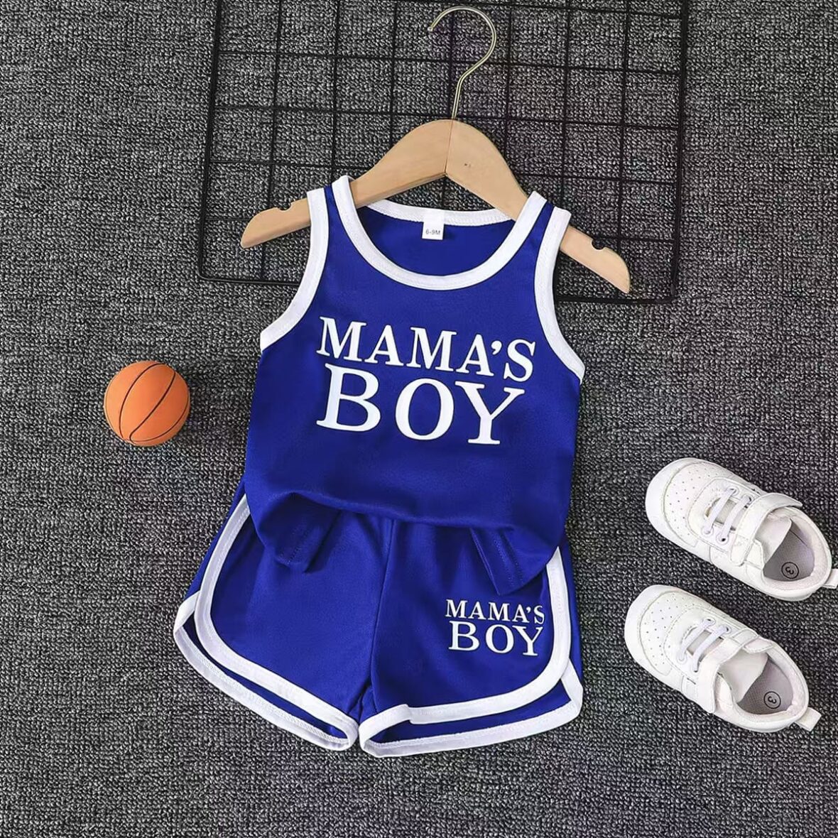Mama’s Boy Blue Sleeveless Outfit Set Top & Shorts 2pcs
