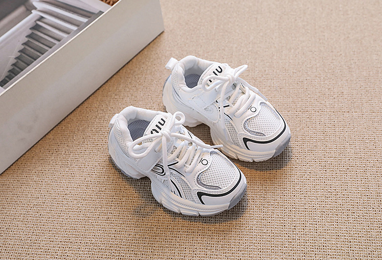 Toddler Unisex White Mesh Laced Sneakers