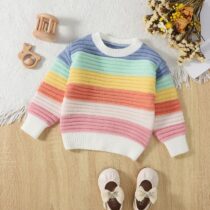 Baby And Toddler Girls' Rainbow Striped Sweater