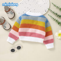 Rainbow Stripe Knit Baby Cardigan (2)