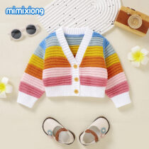 Rainbow Stripe Knit Baby Cardigan