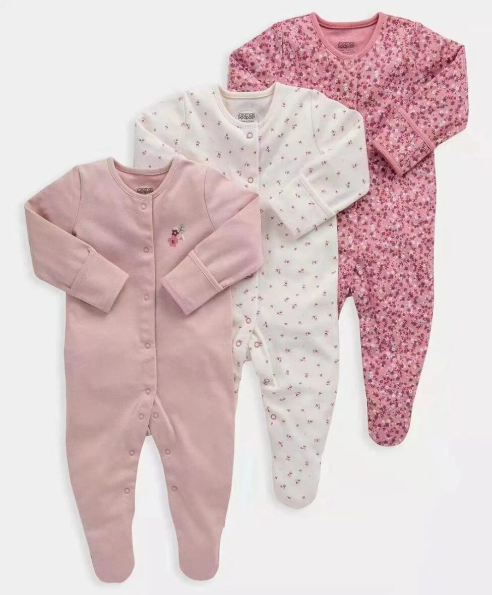 3 in 1 Baby  Girl Sleep Suit/overall, Sleeper Footed Overall