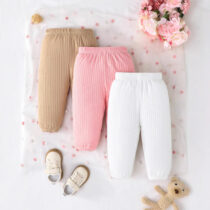 3 in 1 Pink, White And Brown Baby Leggings