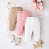 3 in 1 Pink, White And Brown Baby Leggings