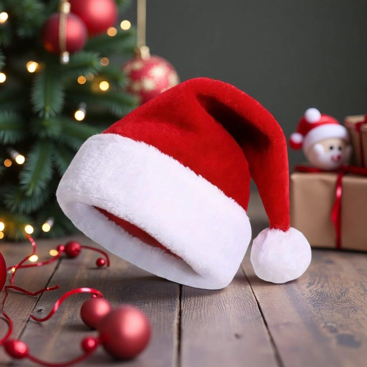 Adult And Kids Classic Plush Santa Hat