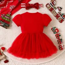 Baby Girl My First Christmas Tulle Dress And Hair Band