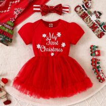 Baby Girl My First Christmas Tulle Dress And Hair Band