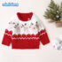 Baby Unisex Red Christmas Reindeer Snowflake Knit Sweater, Sweat Top