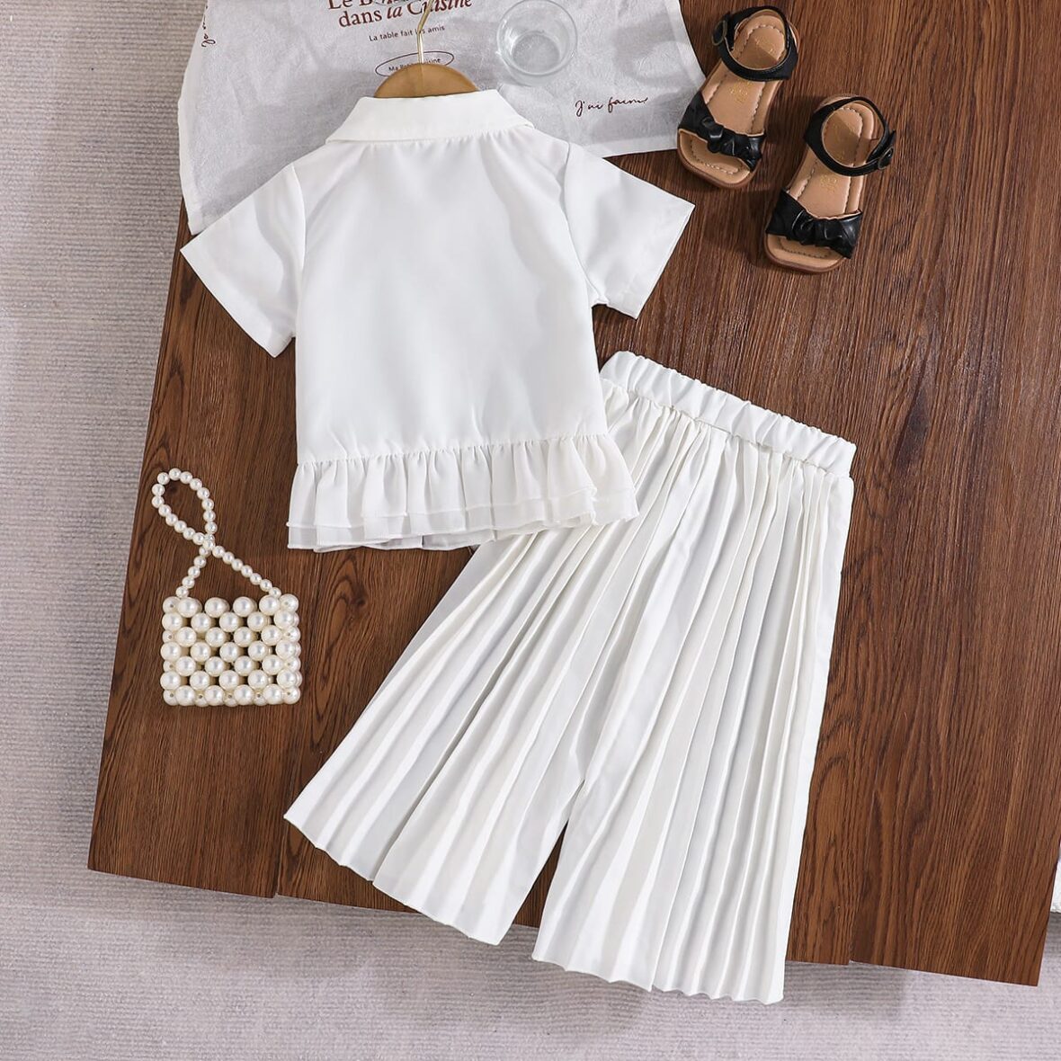 Girls’ Collared Button-Down Shirt & Pleated Culottes Set