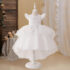 Kids Girls White Luxury Lace Appliqué Tulle Elegance Dress
