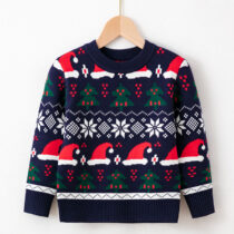 Kids Navy Christmas Fair Isle Sweater, Sweat Top