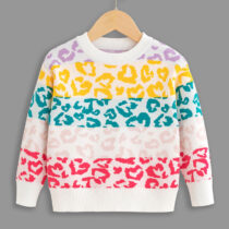 Kids Unisex Colorful Leopard Stripe Sweater, Sweat Top