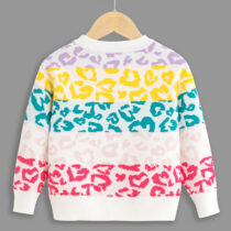 Kids Unisex Colorful Leopard Stripe Sweater, Sweat Top