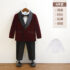 Toddlers And Kids Wine Suede Jacket, Blazer, Tux, Black Trouser, Bow Tie And White Inner Shirt, Suits Jacket Complete Set