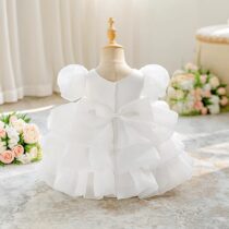 Baby And Toddler Girl White Rose Ruffle Step Dress (1)