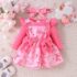 Baby Girl Pink Bow Pinafore Outfit Set 2pcs