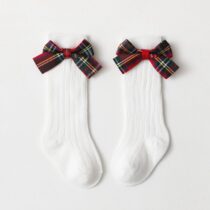 Baby, Toddlers And Kids Plaid Bow White Ankle Socks