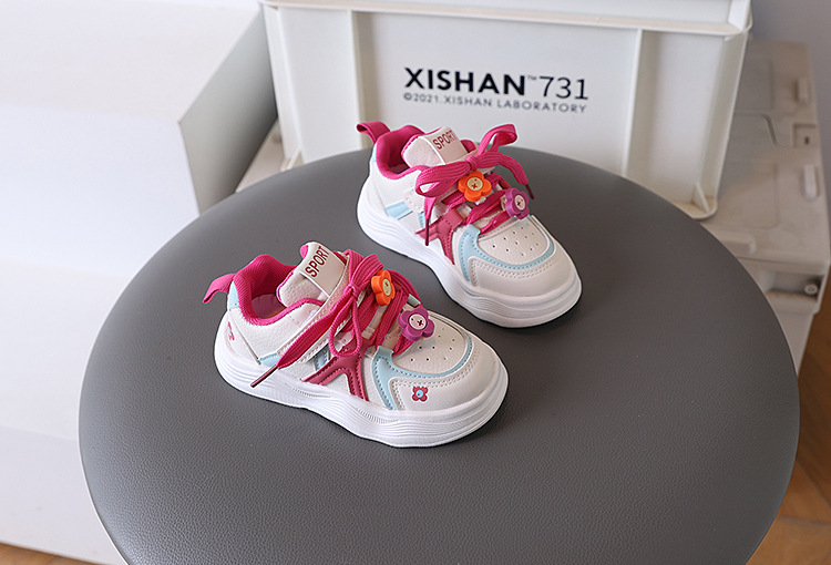 Kids And Toddler Girls Colourful Flower Lace Sneakers – White Sport Shoes (1)