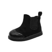 Kids Black Leather Ankle Boots – Slip-On Chelsea Style with Side Zipper (2)