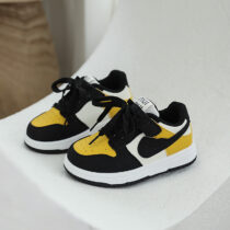 Kids Black Yellow White Sneakers – Sporty Lace-Up Casual Shoes with MUI Branding