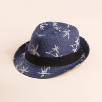 Kids Blue Palm Tree Fedora Hat – Woven Summer Beach Style with Black Band
