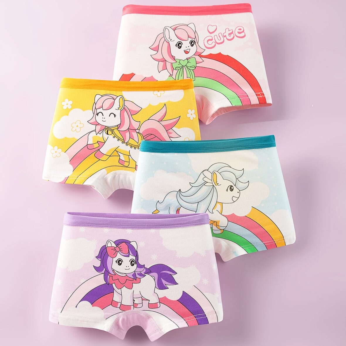 Kids Girl 4 In1 Unicorn Shorts, Under Wears