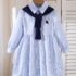 Kids Girls Striped Sailor Dress Long Sleeve Button Down