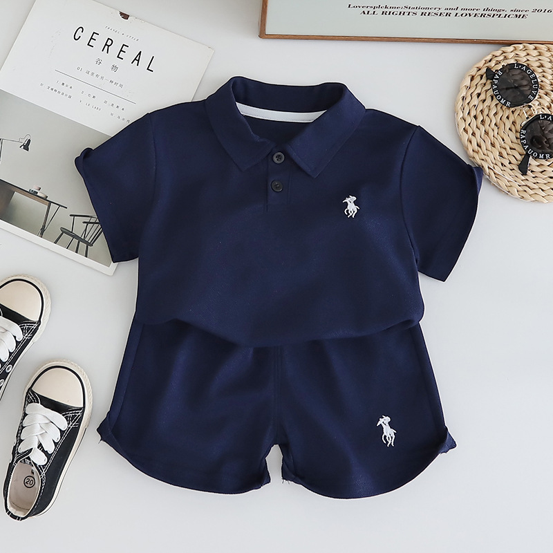 Toddler Boy Navy Polo Shirt and Shorts Set