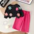 Toddler Girl Black Floral Sweatshirt and Pink Trouser 2pcs