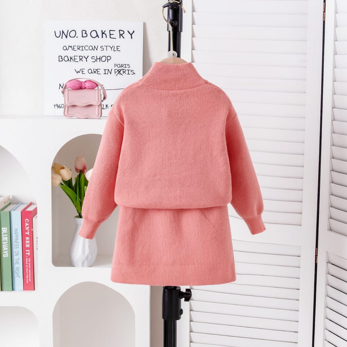 Toddler Girl Turtle Neck Peach On Peach 2pcs (2)