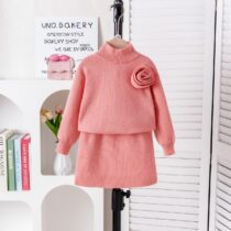 Toddler Girl Turtle Neck Peach On Peach 2pcs