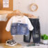 Kids And Toddlers Boys Denim Patchwork Shirt and Dark Jeans 2pcs