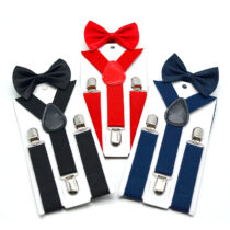 Kids Black Bow Tie and Suspenders Set (3)