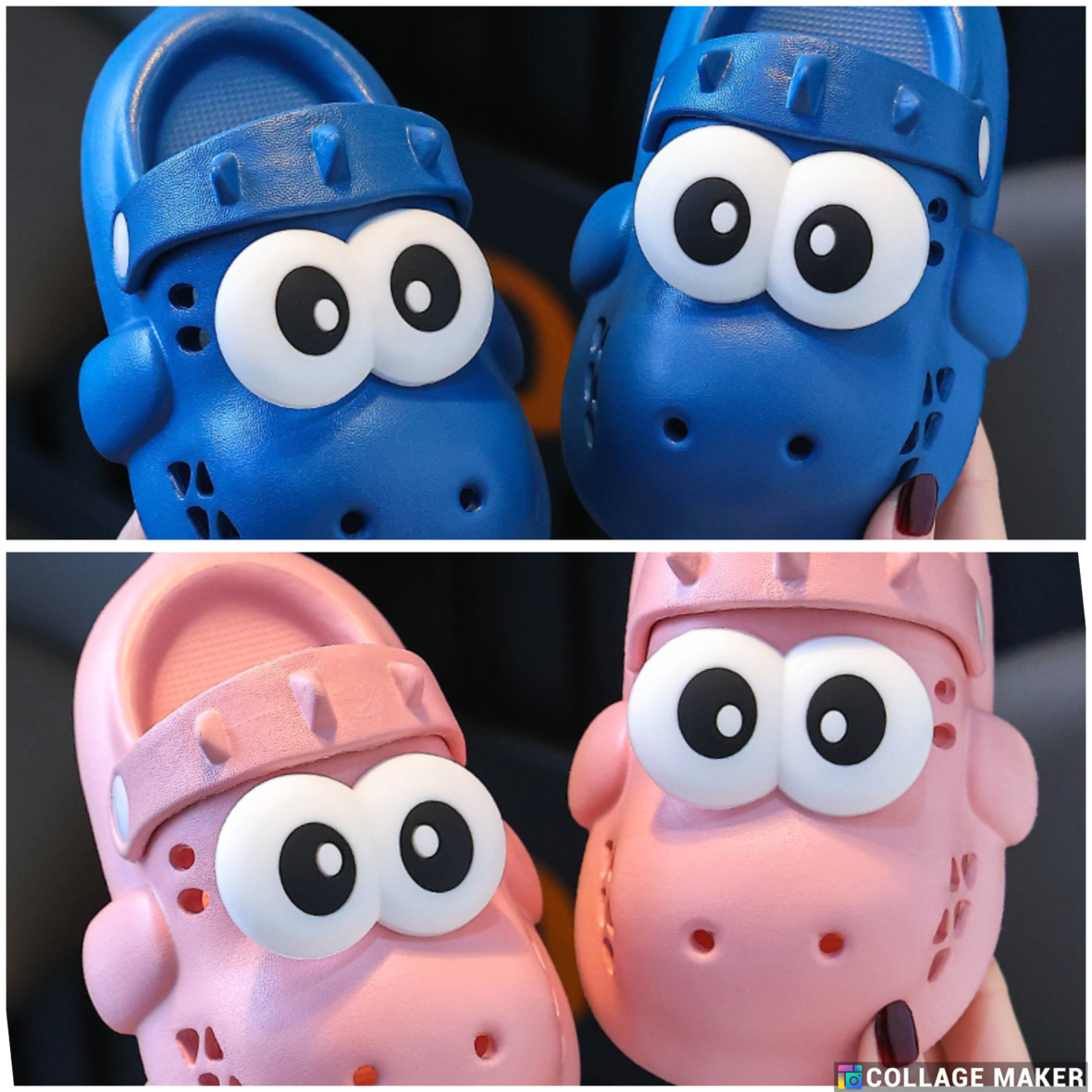 Unisex Kids Blue Dinosaur Face  Crocs Shoes – Cartoon Slip-On Sandals