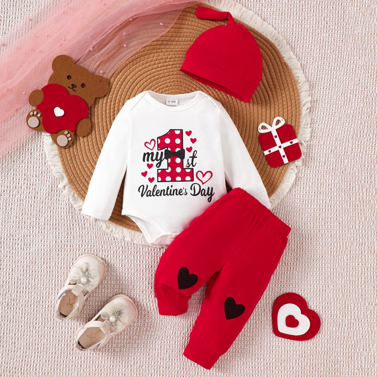 Baby Unisex My First Valentine's Day 3pcs