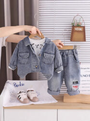 kids And Toddlers Boys Denim On Denim With Inner Round Neck Tee 3pcs