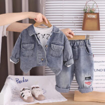 kids And Toddlers Boys Denim On Denim With Inner Round Neck Tee 3pcs