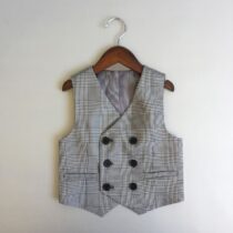 Toddler And Kids’s Black and White Plaid Double-Breasted Vest