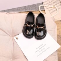 Toddlers Unisex Black Fashion Chain Loafers (1)