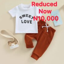 Baby Boy Toddlers Boy Sweet Love T-Shirt With Brown Trouser 2pcs On Clearance sales